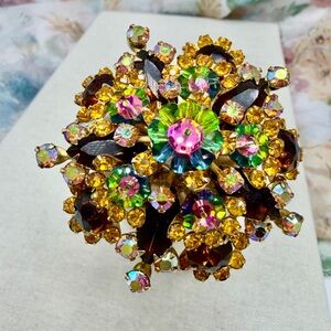 Vintage Margarita Rivoli Watermelon Rhinestone Brooch